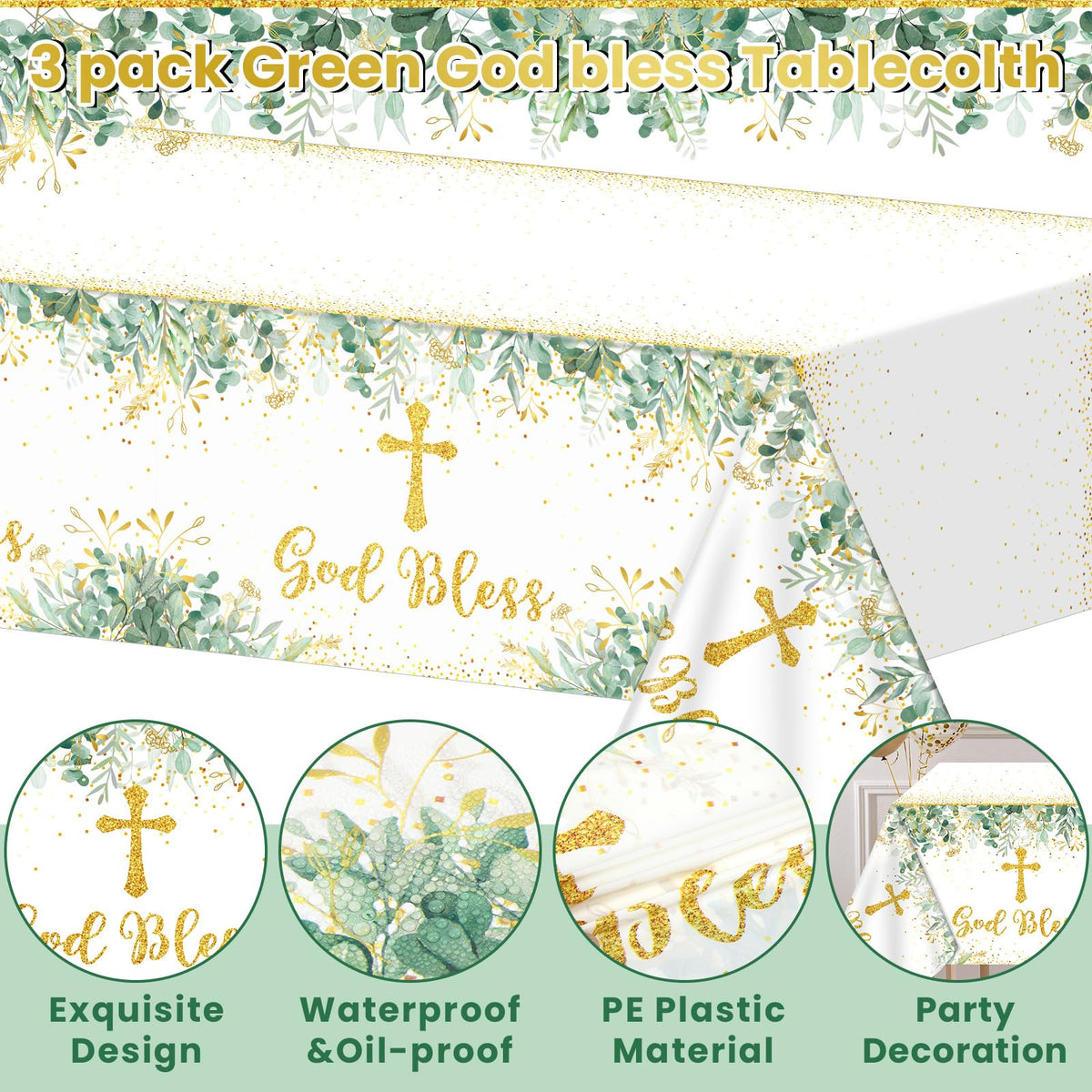 Naozinebi cross-pattern sage leaves tablecloth adds sacred ambiance