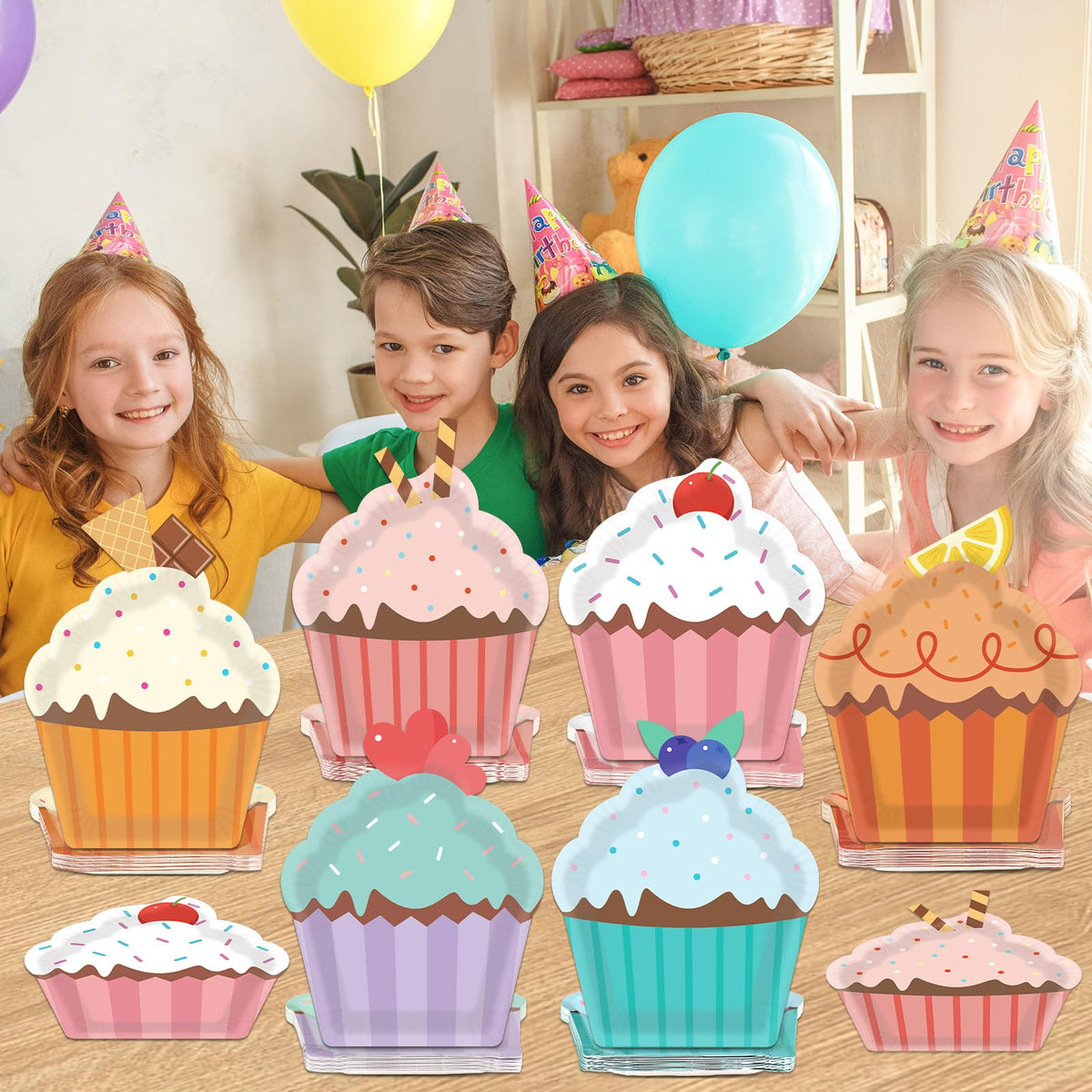 Naozinebi cupcake-themed-party-setup coordinates with other decor items