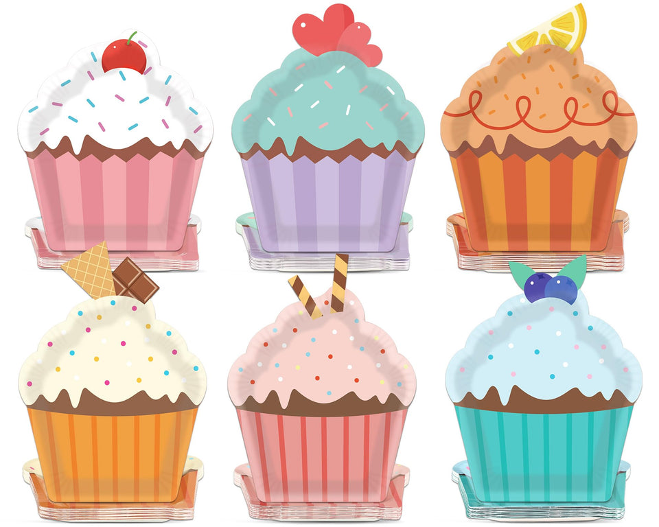 Naozinebi donut-cupcake-plates-60-count six-designs for festive party presentation