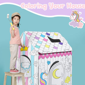 Naozinebi easy-assembly unicorn playhouse folds flat for storage