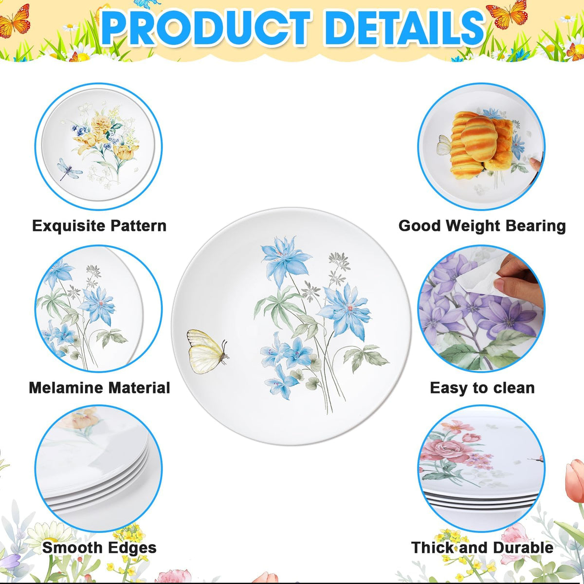 Naozinebi floral pattern dinnerware with butterflies and dragonflies elevates spring tables