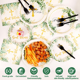 Naozinebi gold cross napkins design adds elegant decor.