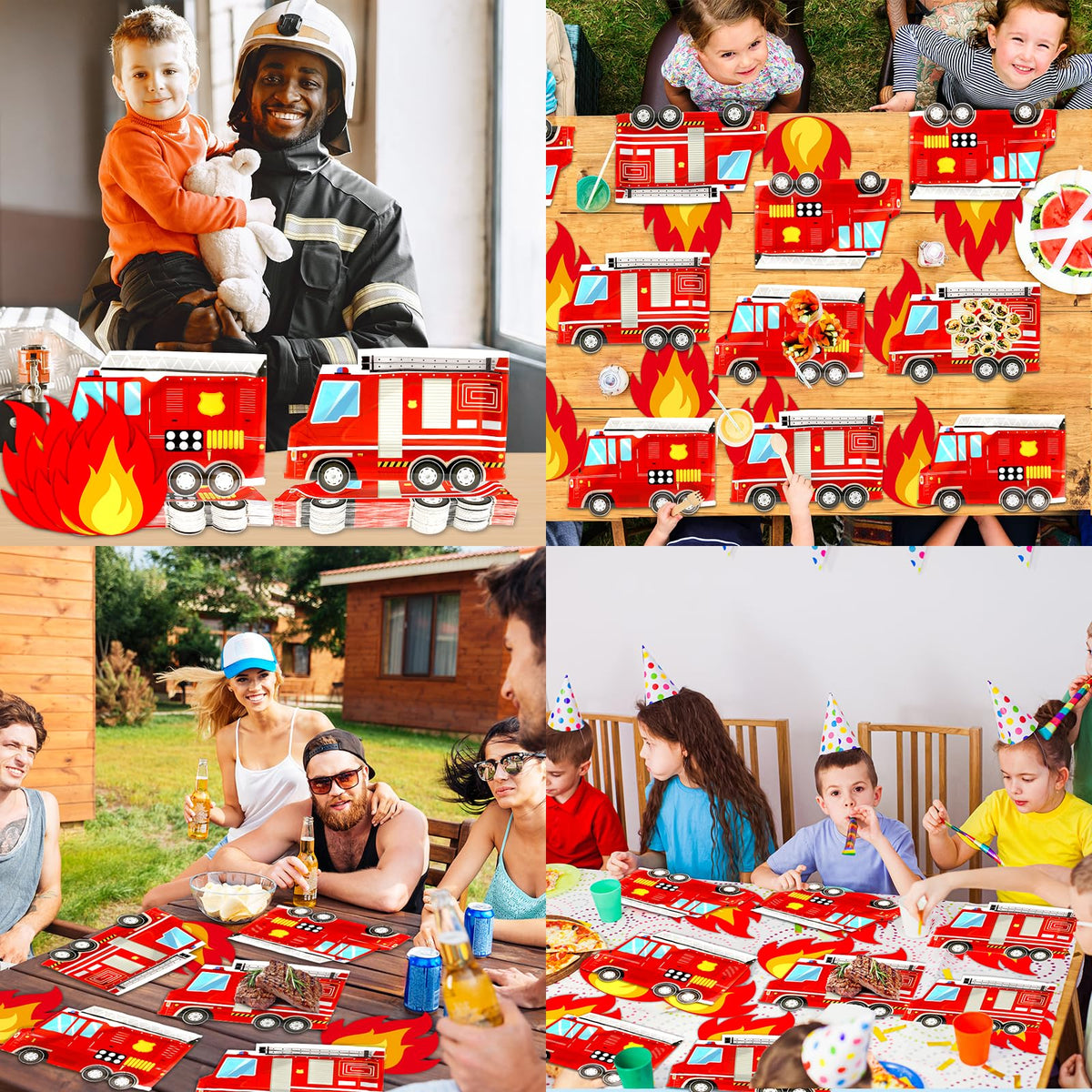Naozinebi red firetruck design elevates the party mood.