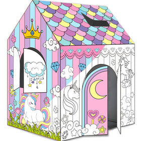 Naozinebi Unicorn Playhouse 32x26x41 inches colorable cardboard house for kids