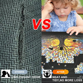 Napzy drawstring bag stores puzzle bits for easy transport.