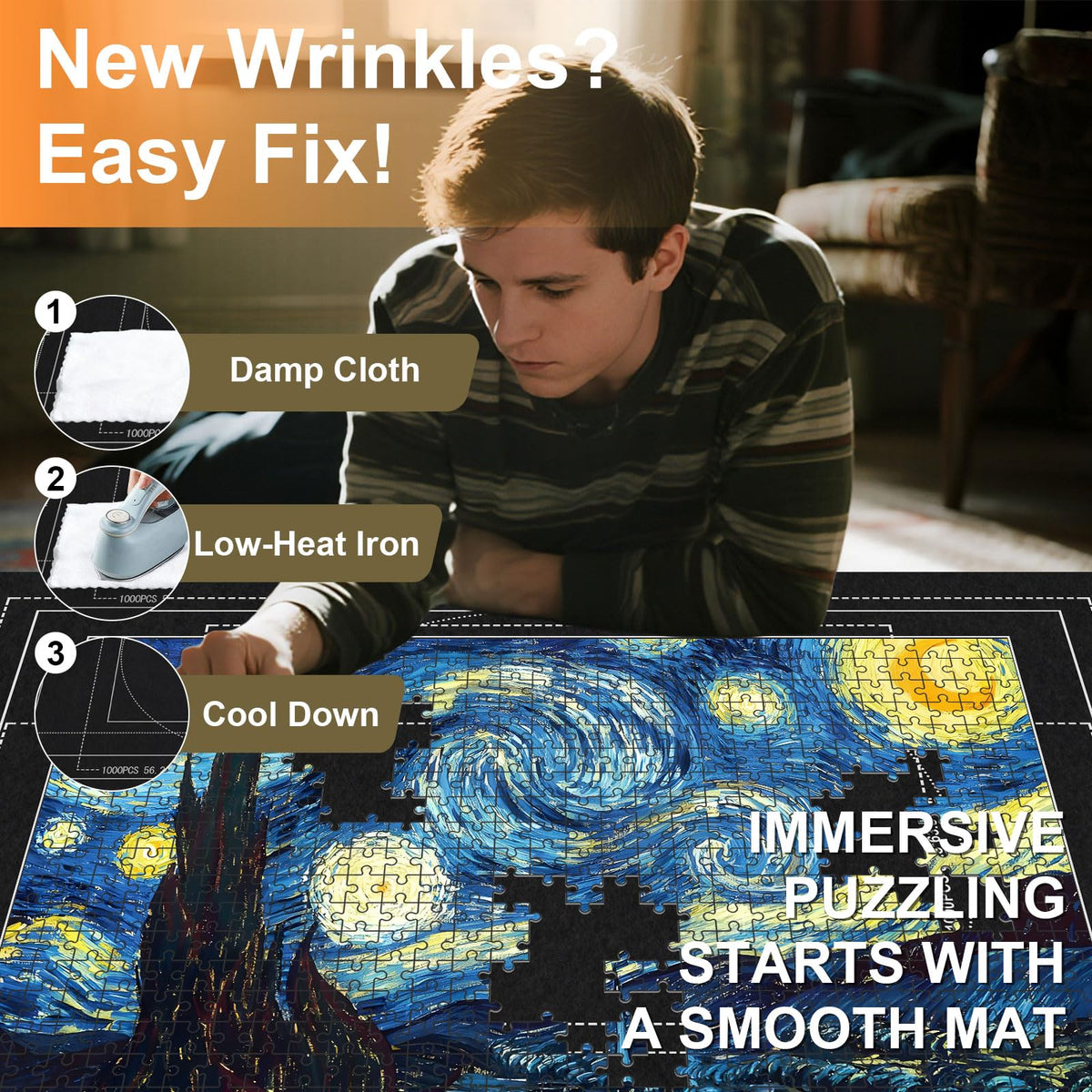 Napzy secure straps prevent unraveling when transporting puzzles.