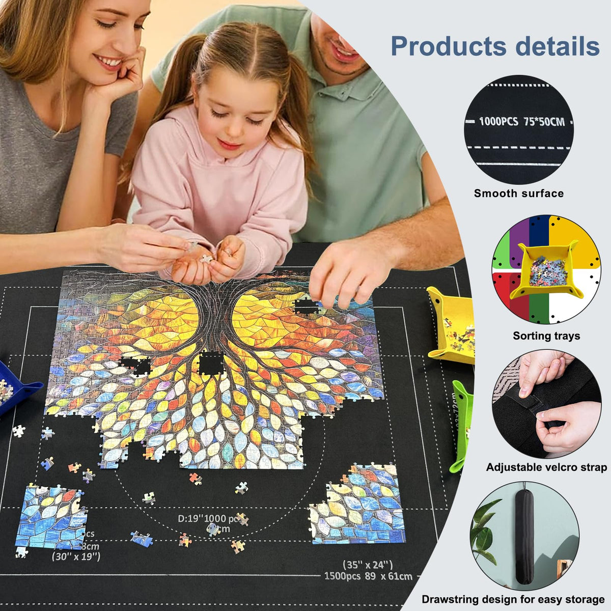 Napzy soft felt surface protects pieces during handling.
