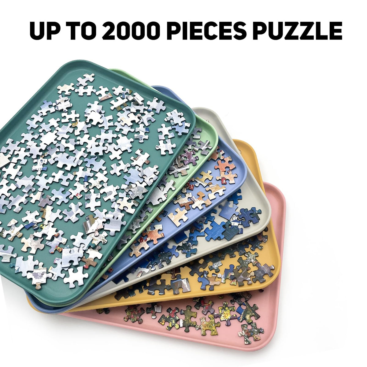 Nariolar trays showing capacity for up to 2000 puzzle pieces.