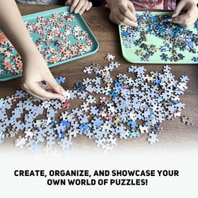 Nariolar trays in use keeping puzzle parts organized during assembly.