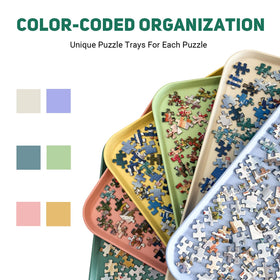 Nariolar trays ready for large puzzles with ample sorting space.
