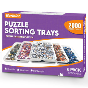 Nariolar puzzle sorting trays stackable, six trays arranged for easy organization.