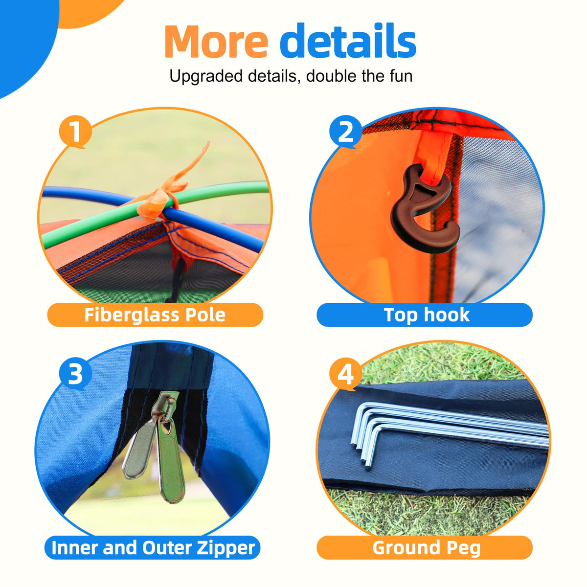 NARMAY Play Tent shock-corded poles enable quick setup and stable play