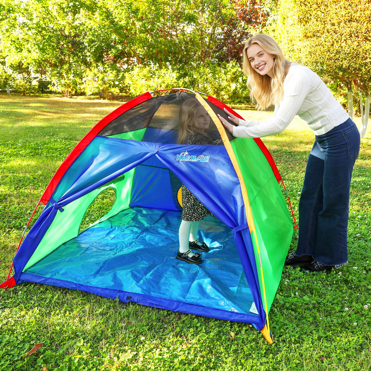 NARMAY Play Tent top mesh panels provide ventilation for comfortable play.