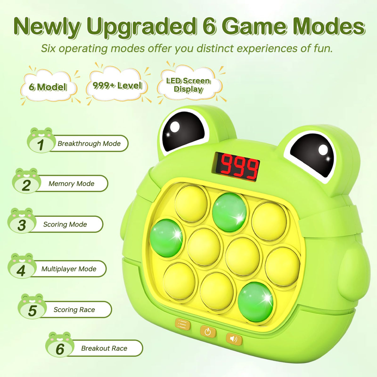 Narotood Quick Push Pop Game LED display visual emphasizes progress and interactive learning.