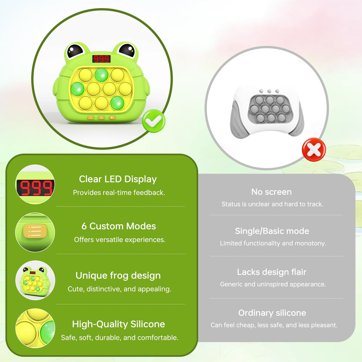 Narotood Quick Push Pop Game portable design fits bags for travel fun.