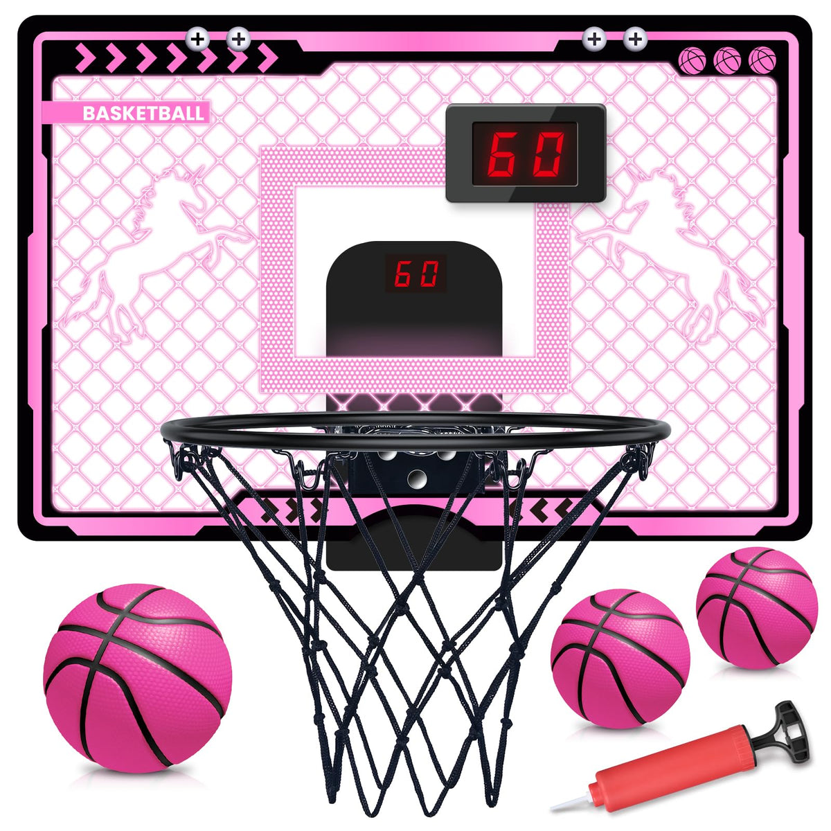 nasominako indoor basketball hoop with scoreboard and LED light boosts energetic play for kids.