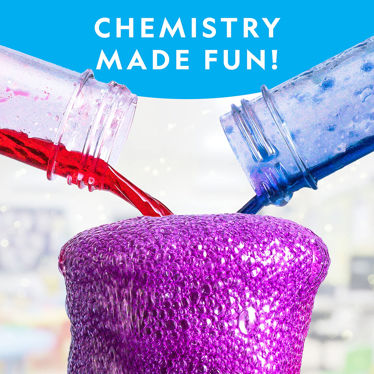 National Geographic Blue Marble set geyser experiment reveals fizzy reaction dynamics.
