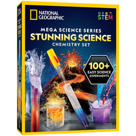 National Geographic Blue Marble chemistry set volcano eruption demonstrates safe, engaging chemical reactions.