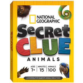 National Geographic Secret Clue Animals card game: vivid cards inviting kids to explore animals together.
