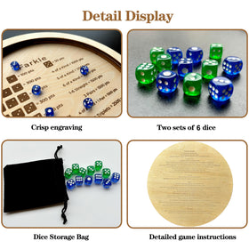 NatldGs Farkle Dice Tray engraved rules on back for easy onboarding