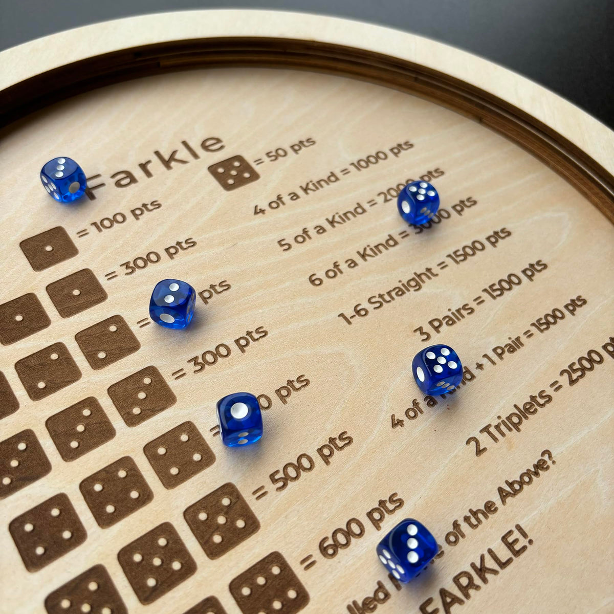 NatldGs Farkle Dice Tray with two color dice sets for quick recognition