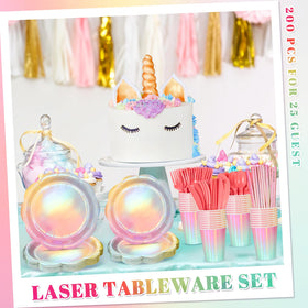 NatNarr 200-pcs party set covers all essentials for 25 guests with stylish cohesion