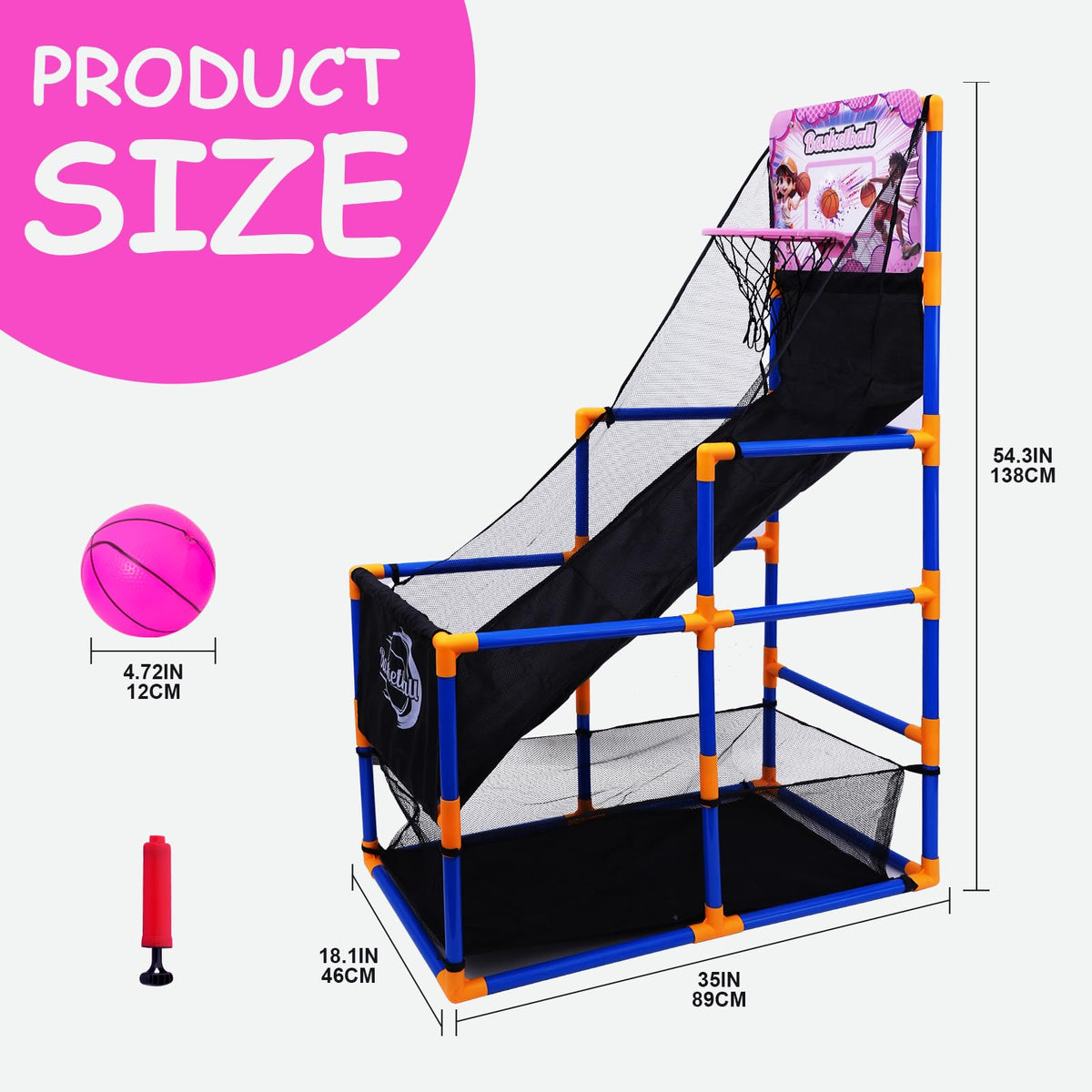 Nattork Arcade Basketball Pump included, quick inflation for game time