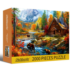 Nattork Bear Village puzzle being assembled by a family for bonding.
