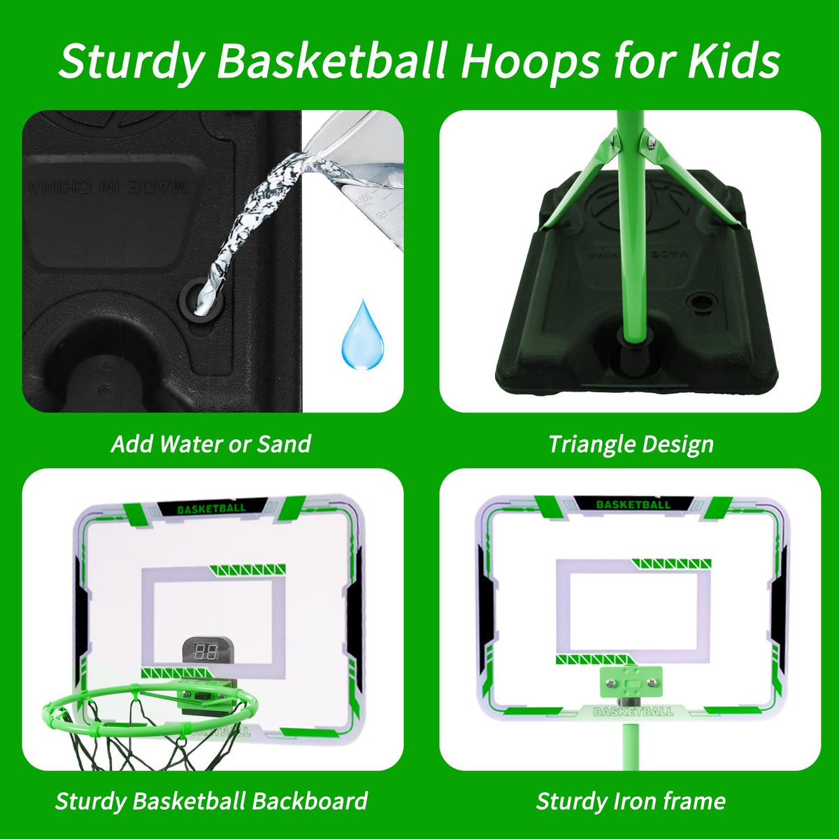 Nattork adjustable height hoop demonstrates growing flexibility for kids ages 3–8.
