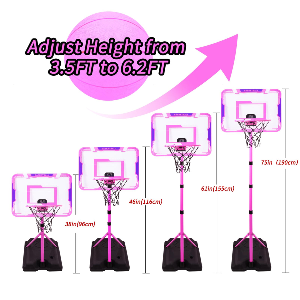 Nattork adjustable-height hoop grows with kids ages 3 to 8