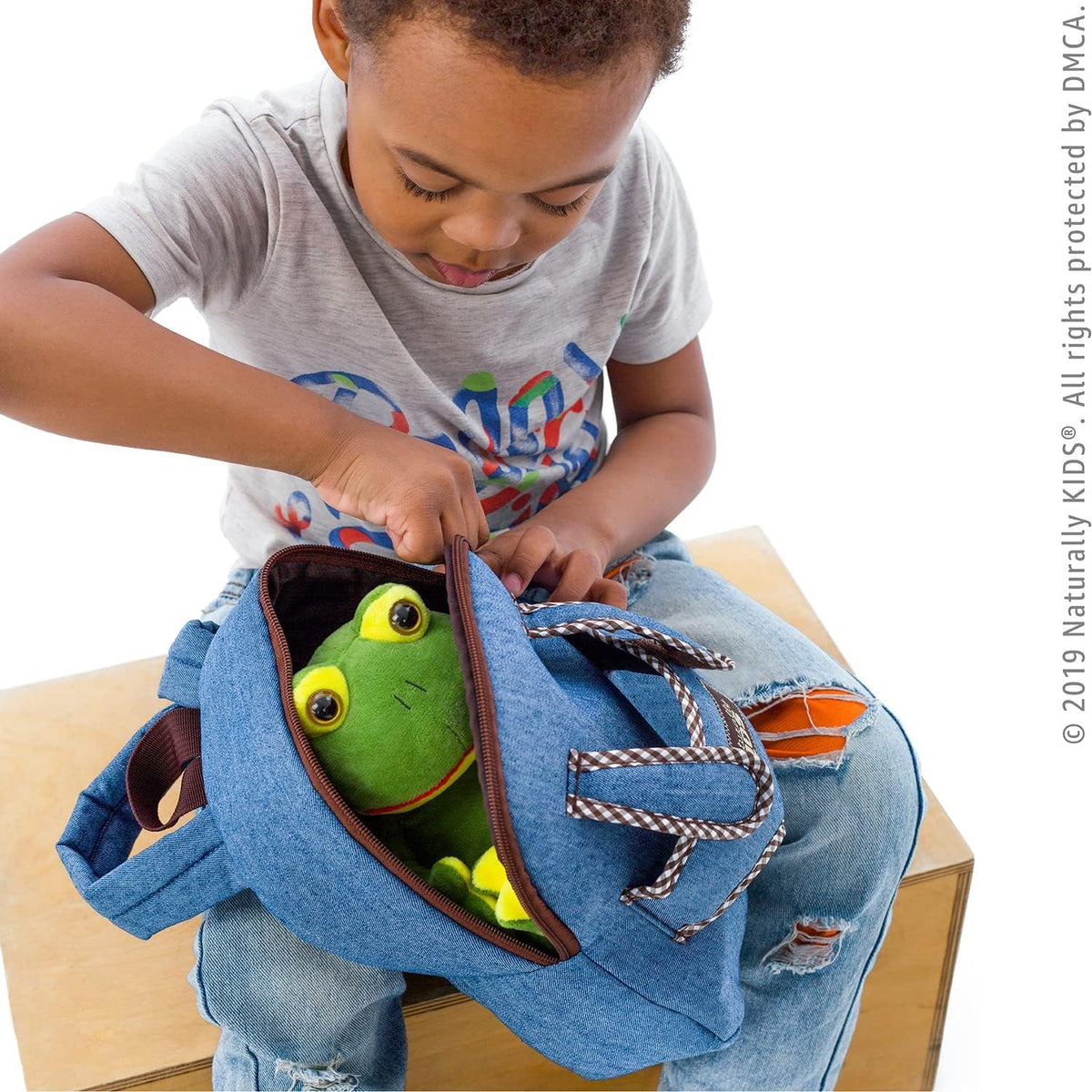 Naturally KIDS Frog Backpack charming green design appeals to kids.