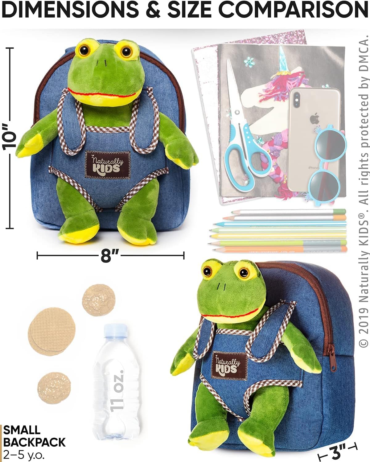 Naturally KIDS Frog Backpack removable frog toy for interactive play.