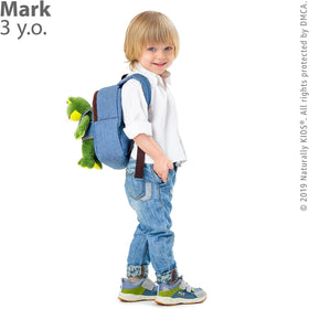 Naturally KIDS Frog Backpack compact size 10 by 8 by 3 inches.