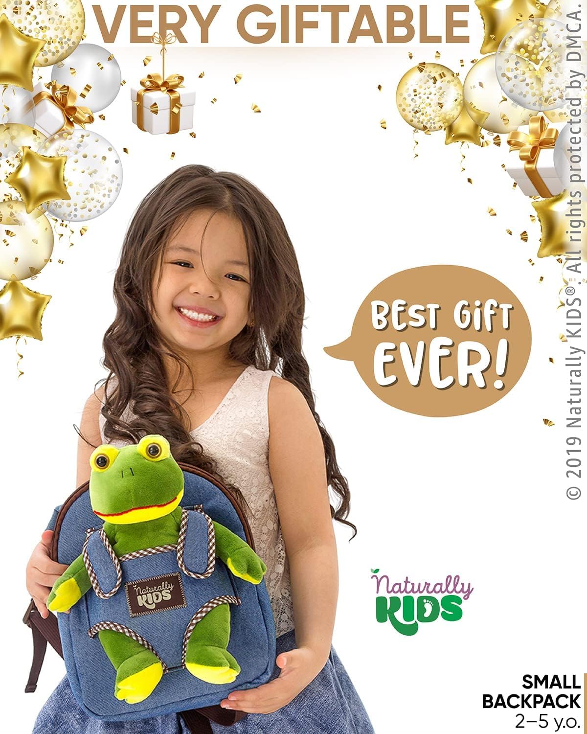 Naturally KIDS Frog Backpack sturdy zipper for easy opening and closing.