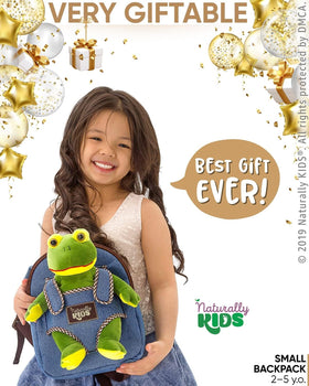 Naturally KIDS Frog Backpack sturdy zipper for easy opening and closing.