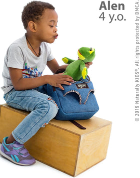 Naturally KIDS Frog Backpack ideal for toddler travel and outings.