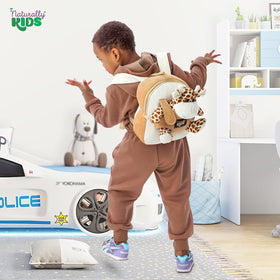 Naturally KIDS Giraffe Backpack showing removable plush toy for free play