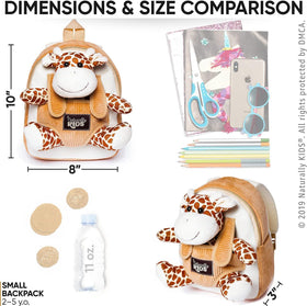 Naturally KIDS Giraffe Backpack side view, compact size for small kids