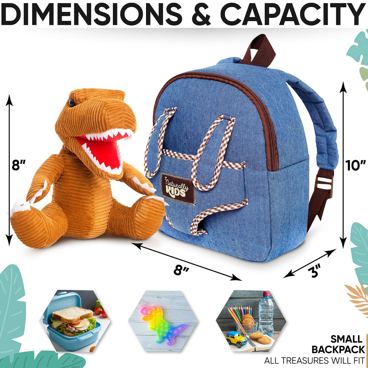 Naturally KIDS 10x8x3 inch backpack compact for small adventures