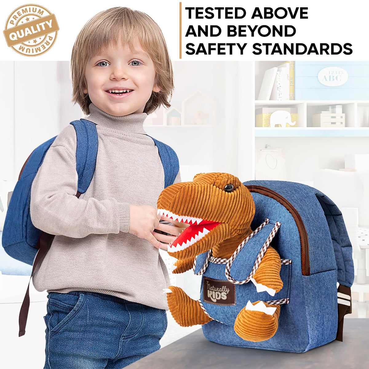 Naturally KIDS toddler backpack with padded adjustable straps for comfort