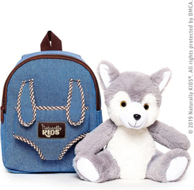 Naturally KIDS Wolf Backpack with easy open and close for independent toddlers.