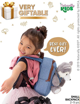 Naturally KIDS Wolf Backpack aids travel with toy and essentials on the go.