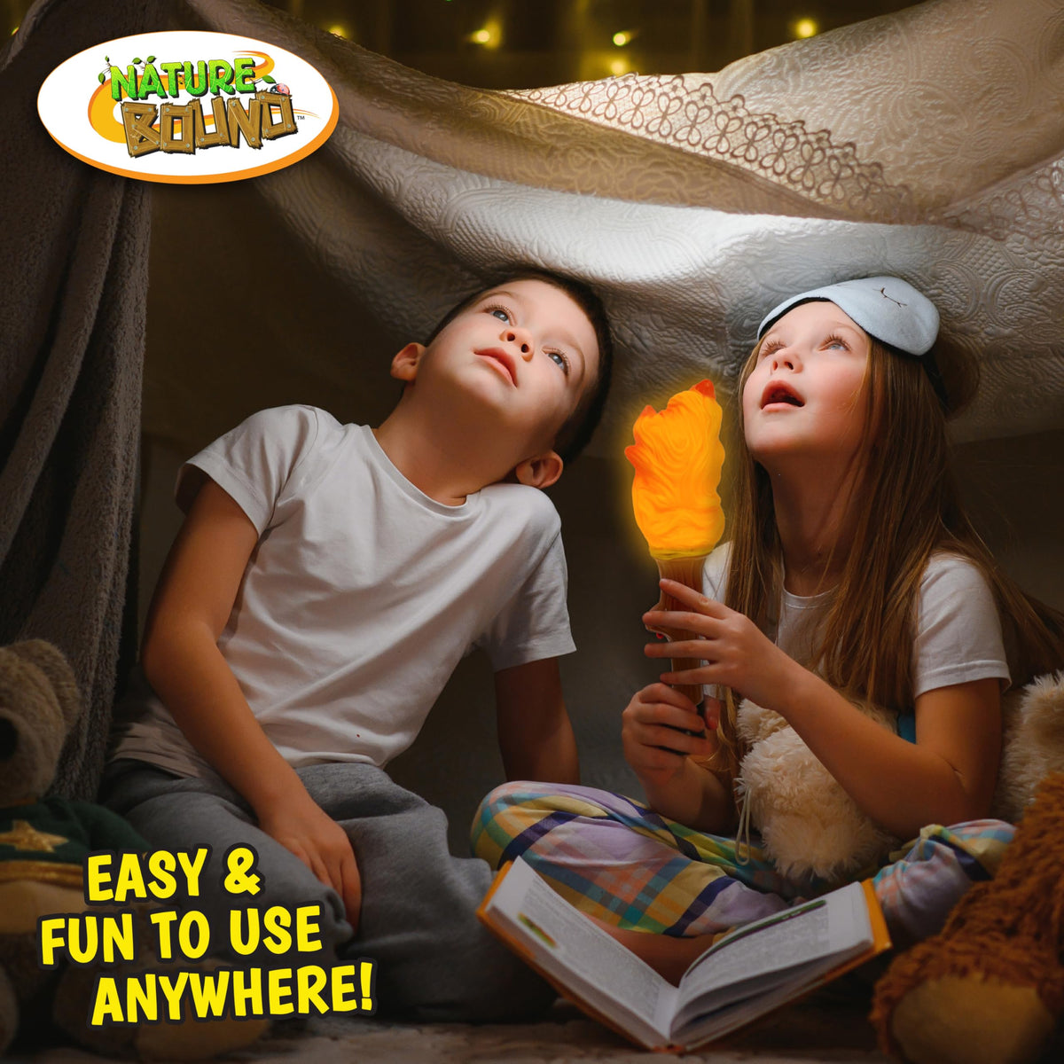 Nature Bound Explorer Torch ships with batteries for immediate play.