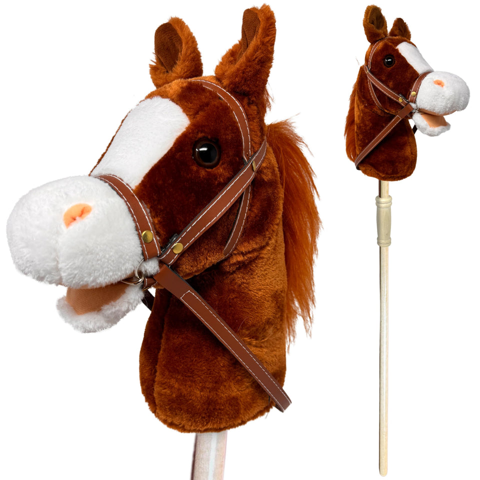 Nature Bound plush stick horse head detail for imaginative riding play