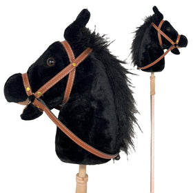 Nature Bound Stick Horse Black head showcases handcrafted details for imaginative play and sensory exploration.