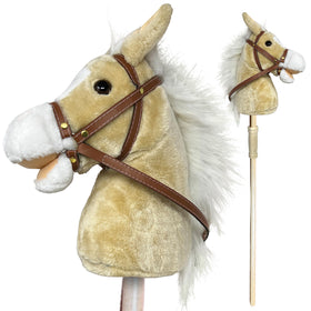 Nature Bound Stick Horse head close-up, handcrafted plush detail encourages imaginative pretend play.