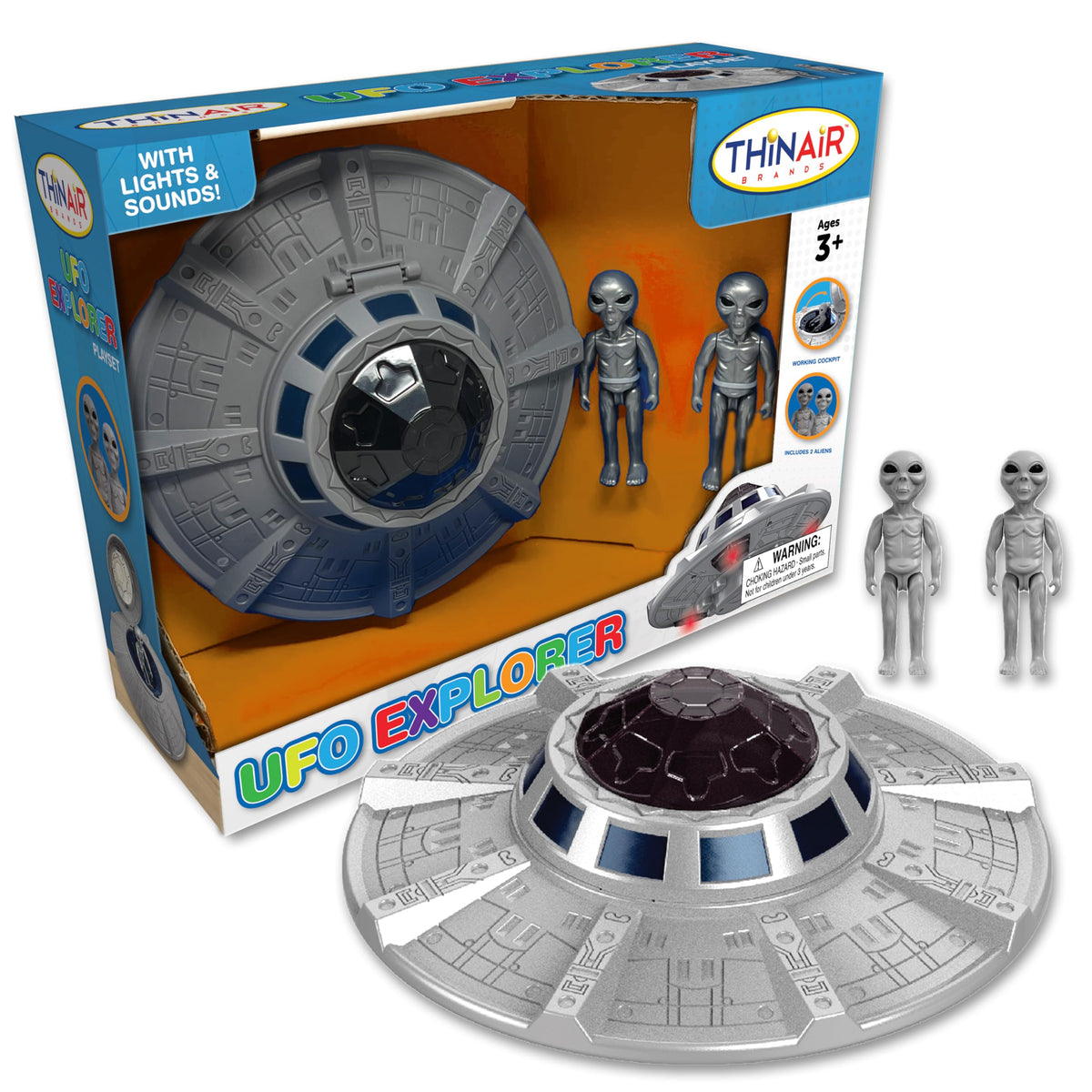 Nature Bound UFO Spaceship toy with glowing lights sparks imaginative space play