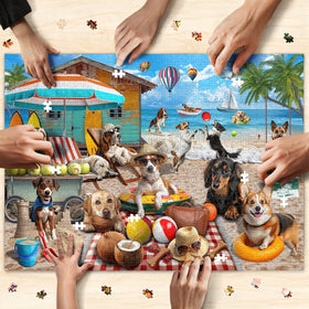 Naturelish adorable dogs building sandcastles adds joyful focus to sessions.