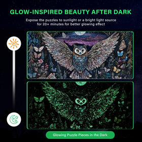 Naturelish back-color guide aids quick sorting on the owl puzzle.