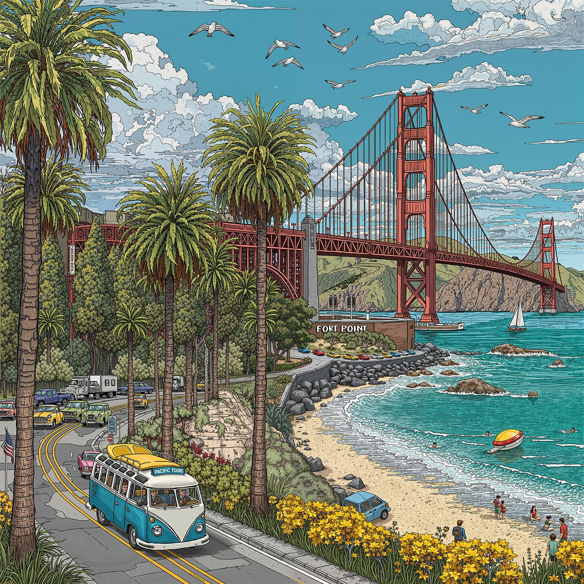 Naturelish California coastline puzzle featuring Golden Gate Bridge for relaxing, travel-inspired evenings